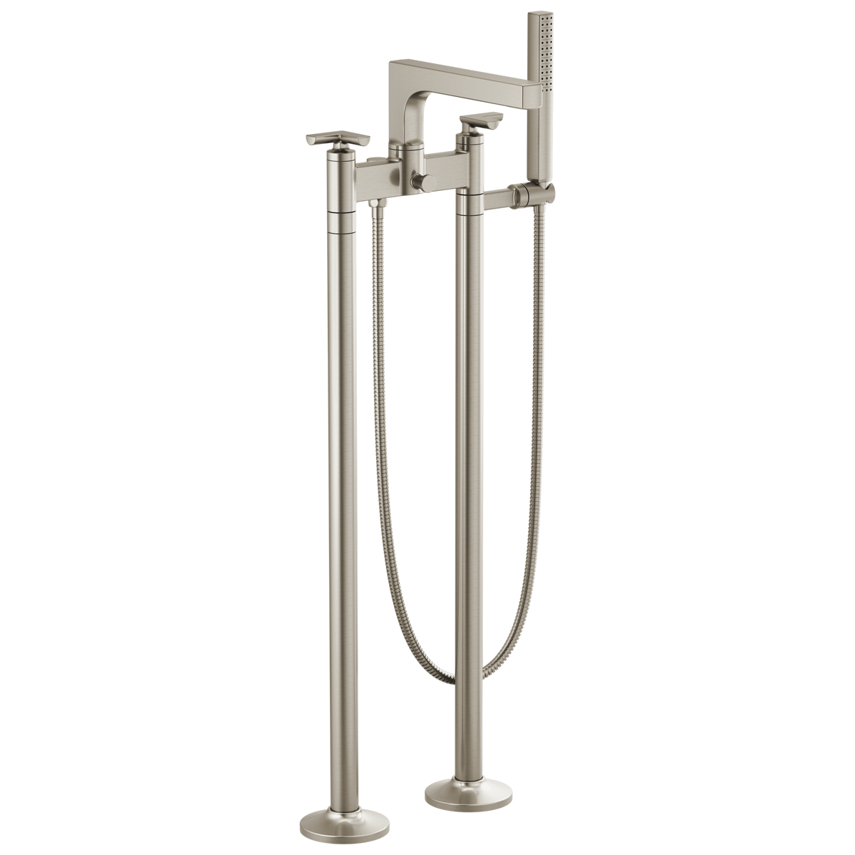 Brizo Kintsu Two-Handle Tub Filler Trim Kit With Cross Handles - Complete Kit - Brilliance® Luxe Nickel®