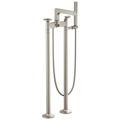 Brizo Kintsu Two-Handle Tub Filler Trim Kit With Cross Handles - Complete Kit - Brilliance® Luxe Nickel®