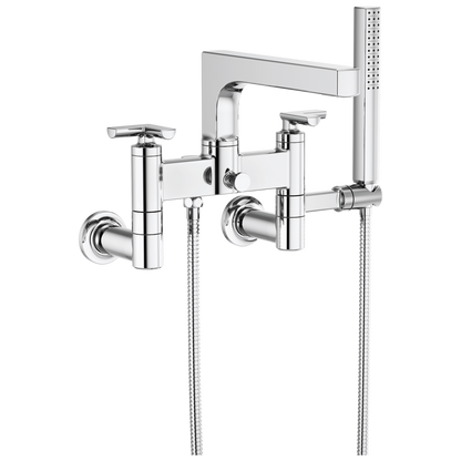 Brizo Kintsu Two-Handle Tub Filler Trim Kit With Cross Handles - Complete Kit - Polished Chrome