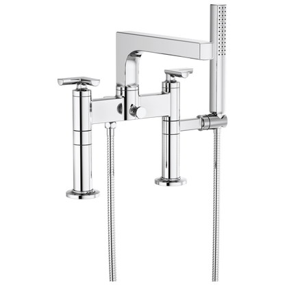 Brizo Kintsu Two-Handle Tub Filler Trim Kit With Cross Handles - Complete Kit - Polished Chrome