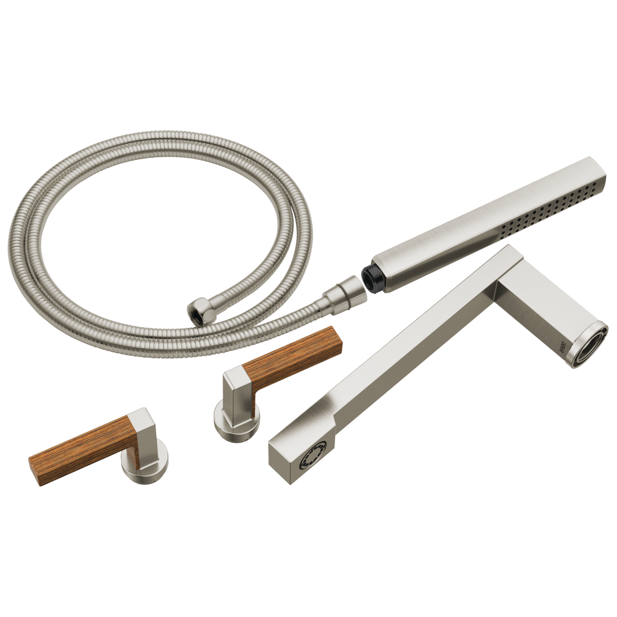 Frank Lloyd Wright Bath Collection by Brizo Two-Handle Tub Filler Trim Kit with Lever Handles - Brilliance® Luxe Nickel® / Wood