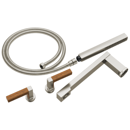Frank Lloyd Wright Bath Collection by Brizo Two-Handle Tub Filler Trim Kit with Lever Handles - Brilliance® Luxe Nickel® / Wood