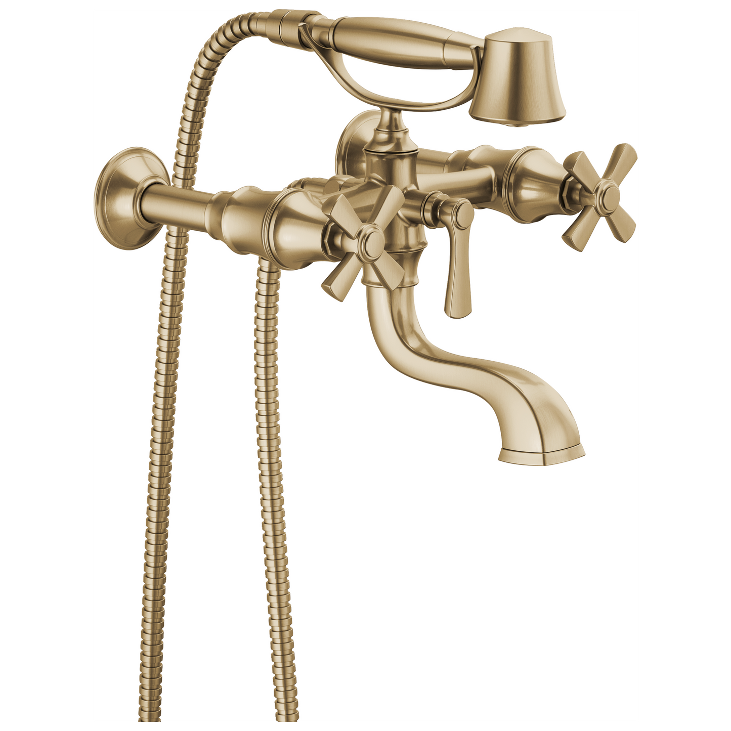 Brizo Rook Two-Handle Tub Filler Trim Kit with Cross Handles - Complete Kit - Brilliance® Luxe Gold®