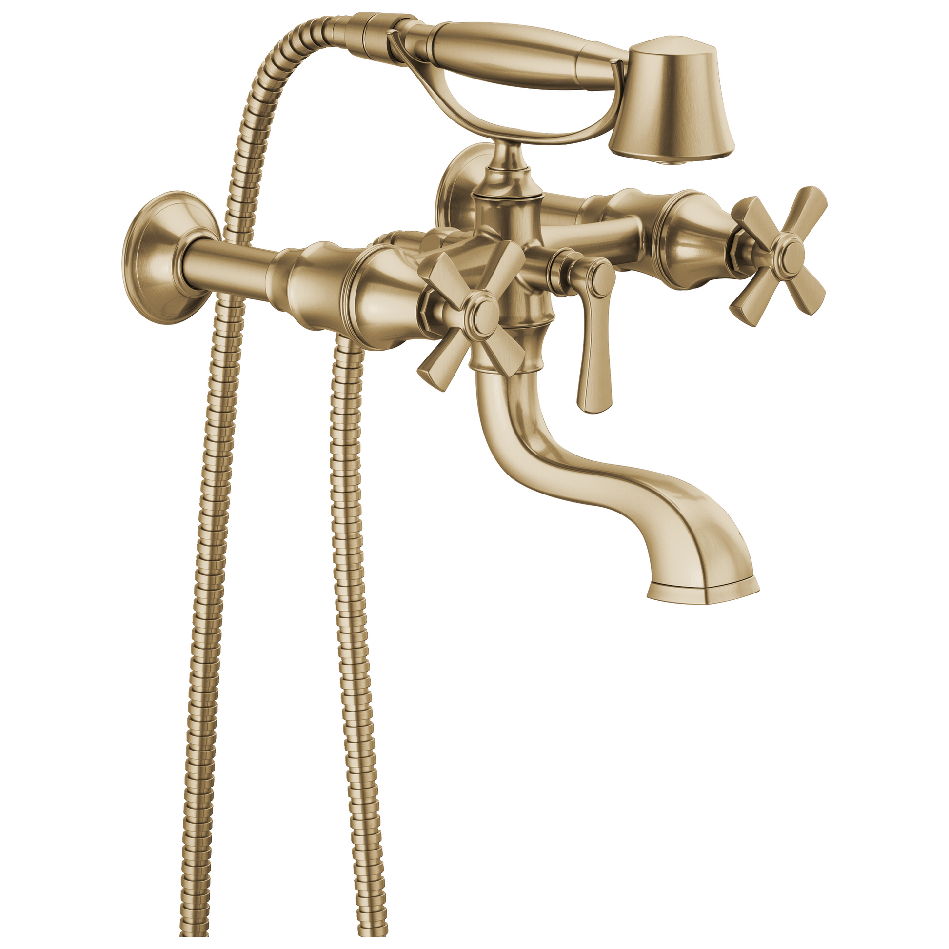 Brizo Rook Two-Handle Tub Filler Trim Kit with Cross Handles - Complete Kit - Brilliance® Luxe Gold®