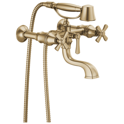 Brizo Rook Two-Handle Tub Filler Trim Kit with Cross Handles - Complete Kit - Brilliance® Luxe Gold®