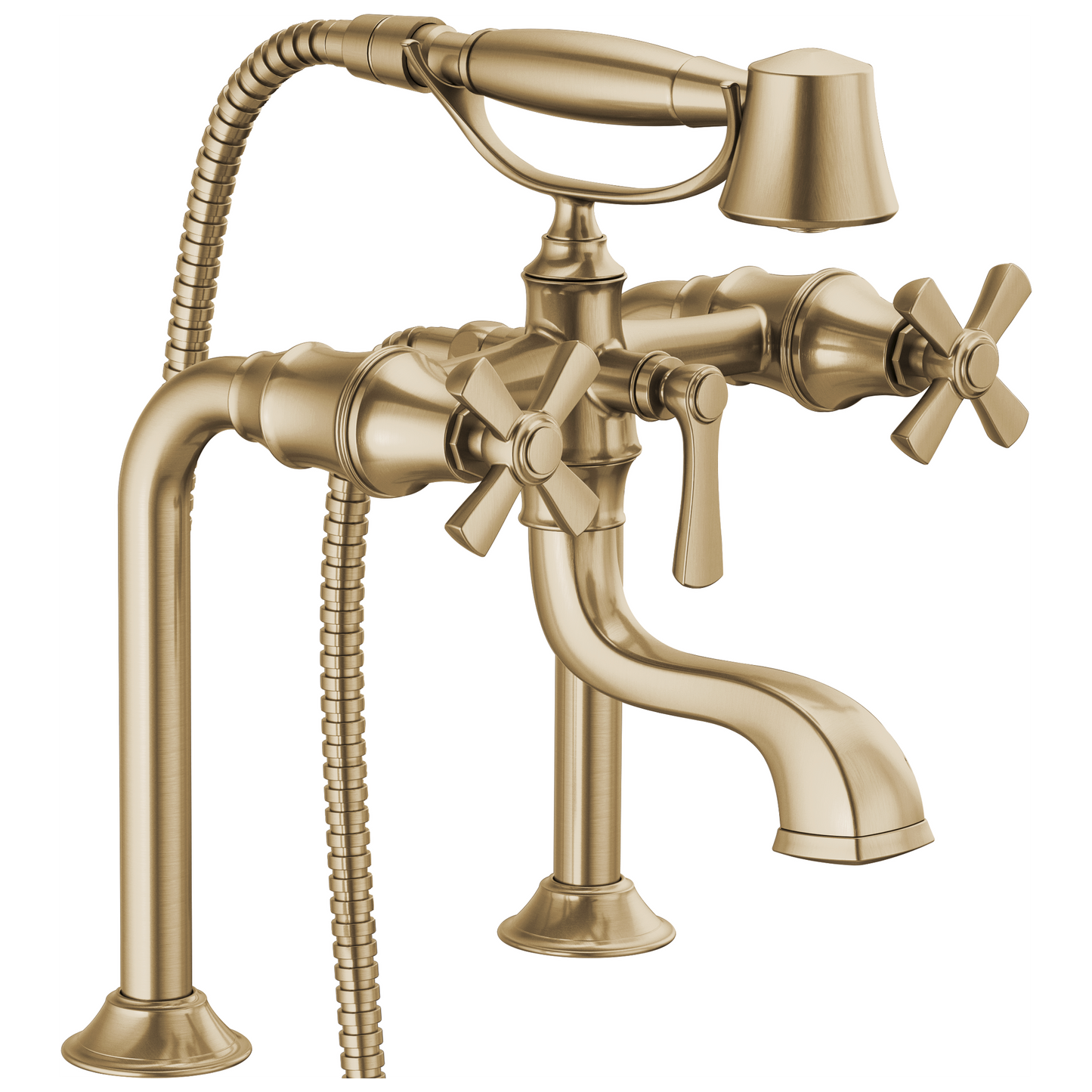 Brizo Rook Two-Handle Tub Filler Trim Kit with Cross Handles - Complete Kit - Brilliance® Luxe Gold®