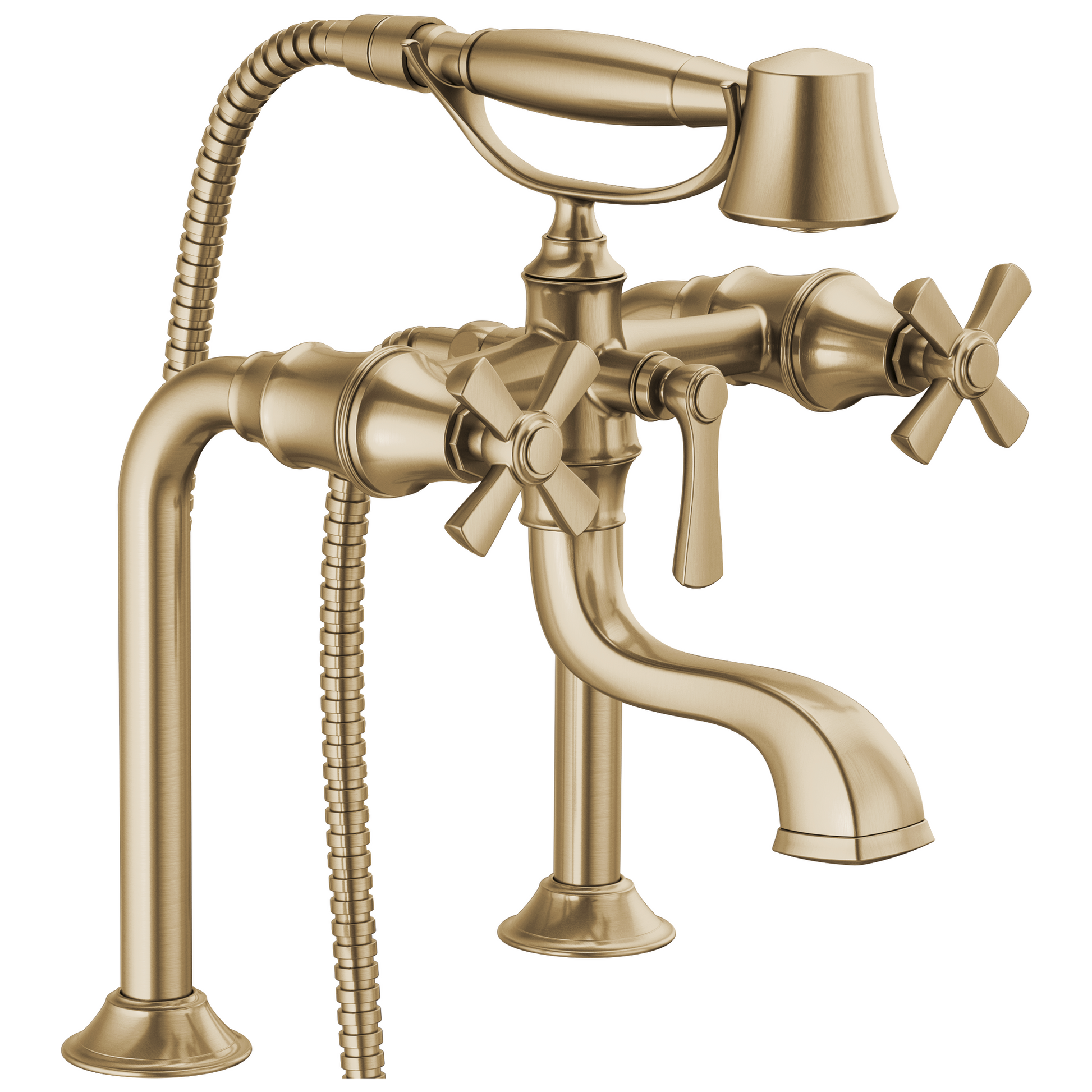 Brizo Rook Two-Handle Tub Filler Trim Kit with Cross Handles - Complete Kit - Brilliance® Luxe Gold®