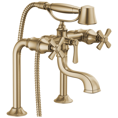 Brizo Rook Two-Handle Tub Filler Trim Kit with Cross Handles - Complete Kit - Brilliance® Luxe Gold®