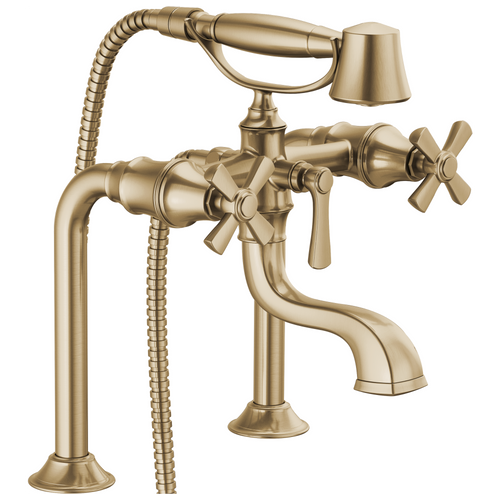 Brizo Rook Two-Handle Tub Filler Trim Kit with Cross Handles - Complete Kit - Brilliance® Luxe Gold®