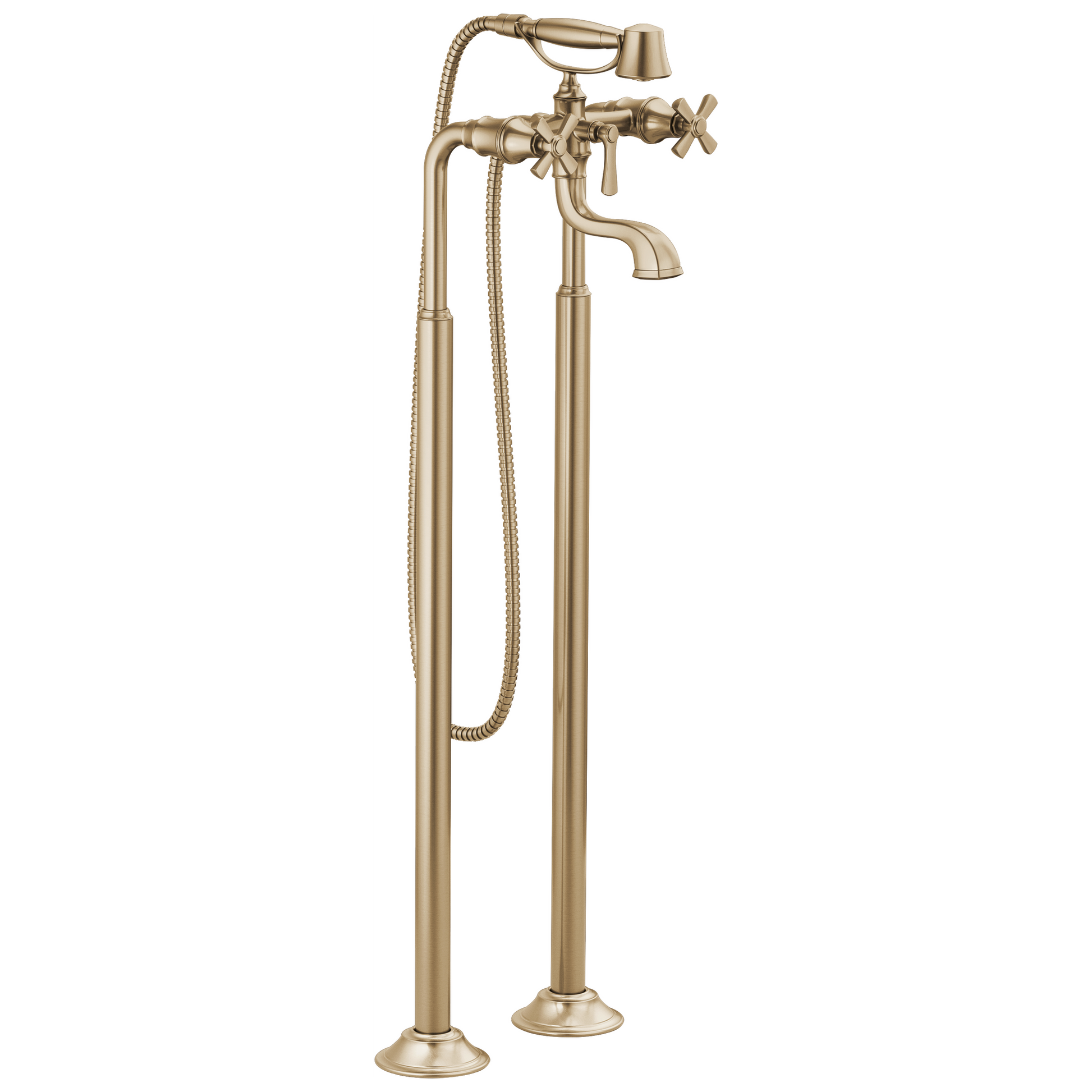 Brizo Rook Two-Handle Tub Filler Trim Kit with Cross Handles - Complete Kit - Brilliance® Luxe Gold®