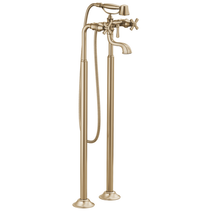 Brizo Rook Two-Handle Tub Filler Trim Kit with Cross Handles - Complete Kit - Brilliance® Luxe Gold®