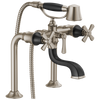 Brizo Rook Two-Handle Tub Filler Trim Kit with Cross Handles - Complete Kit - Brilliance® Luxe Nickel®