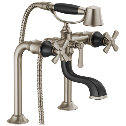 Brizo Rook Two-Handle Tub Filler Trim Kit with Cross Handles - Complete Kit - Brilliance® Luxe Nickel®