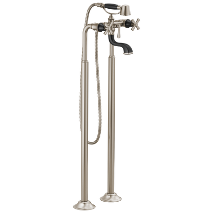 Brizo Rook Two-Handle Tub Filler Trim Kit with Cross Handles - Complete Kit - Brilliance® Luxe Nickel®