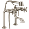 Brizo Rook Two-Handle Tub Filler Trim Kit with Cross Handles - Complete Kit - Brilliance® Luxe Nickel®