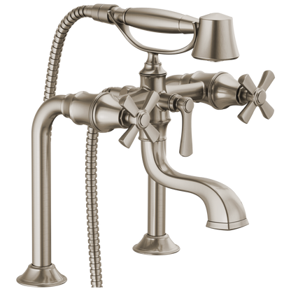 Brizo Rook Two-Handle Tub Filler Trim Kit with Cross Handles - Complete Kit - Brilliance® Luxe Nickel®