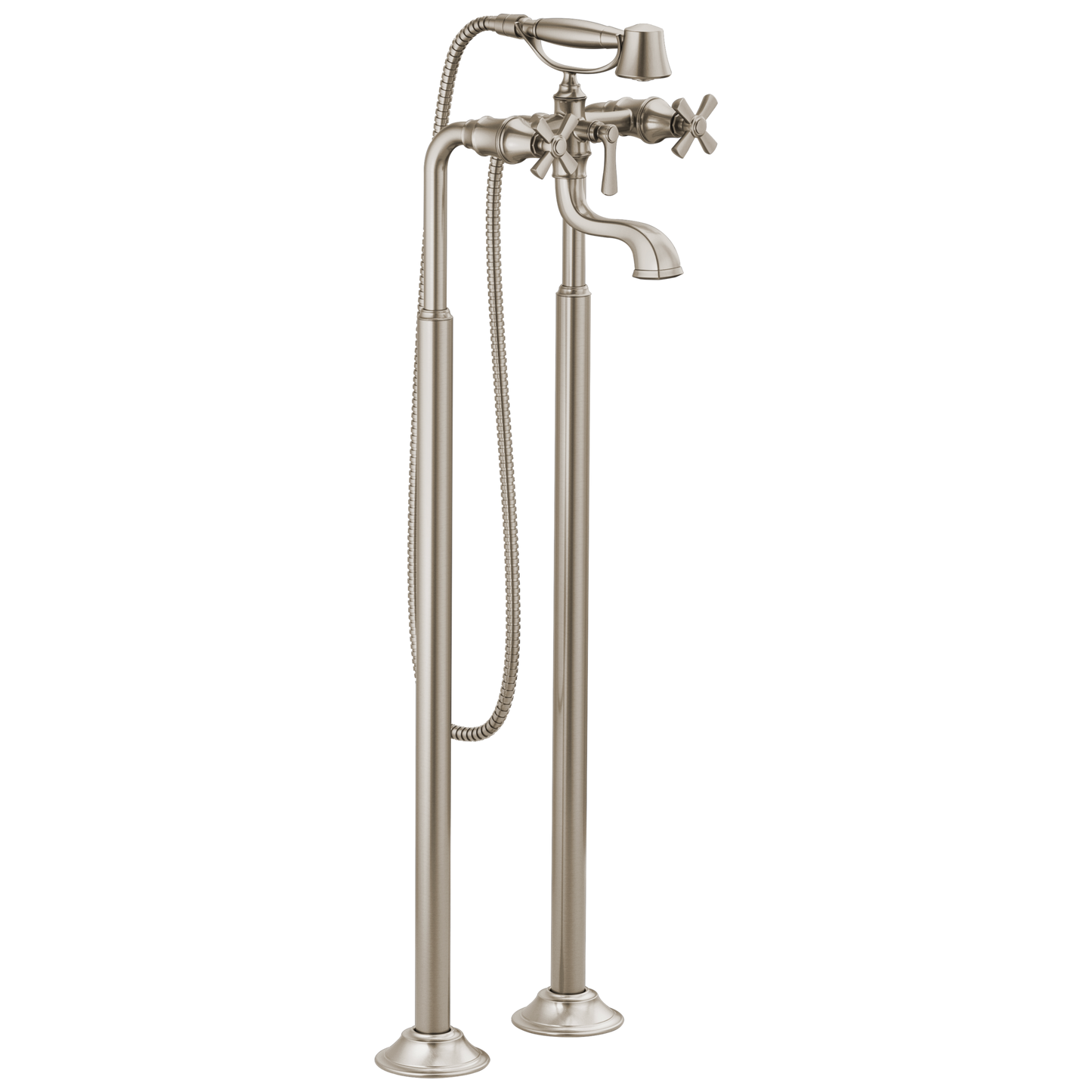 Brizo Rook Two-Handle Tub Filler Trim Kit with Cross Handles - Complete Kit - Brilliance® Luxe Nickel®