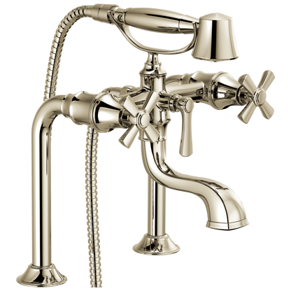 Brizo Rook Two-Handle Tub Filler Trim Kit with Cross Handles - Complete Kit - Brilliance® Polished Nickel