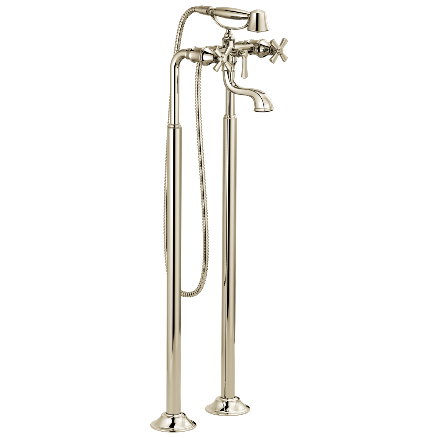 Brizo Rook Two-Handle Tub Filler Trim Kit with Cross Handles - Complete Kit - Brilliance® Polished Nickel