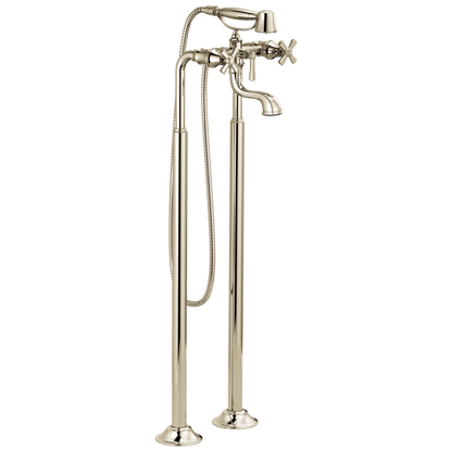 Brizo Rook Two-Handle Tub Filler Trim Kit with Cross Handles - Complete Kit - Brilliance® Polished Nickel