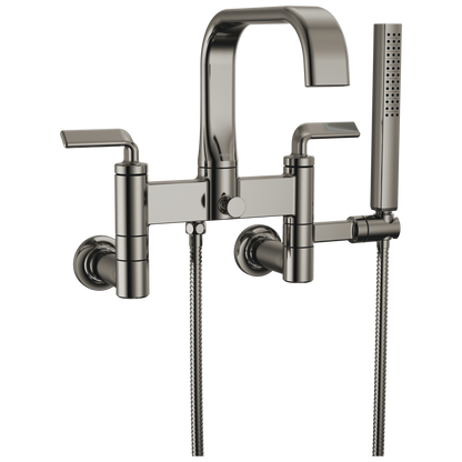 Brizo Allaria Two-Handle Tub Filler Trim Kit with Twist Lever Handles - Complete Kit - Brilliance® Black Onyx