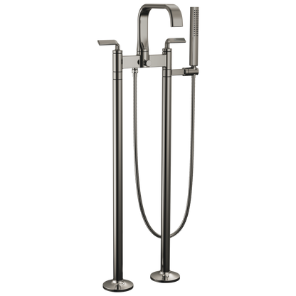 Brizo Allaria Two-Handle Tub Filler Trim Kit with Twist Lever Handles - Complete Kit - Brilliance® Black Onyx