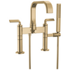 Brizo Allaria Two-Handle Tub Filler Trim Kit with Twist Lever Handles - Complete Kit - Brilliance® Luxe Gold®