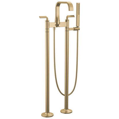Brizo Allaria Two-Handle Tub Filler Trim Kit with Twist Lever Handles - Complete Kit - Brilliance® Luxe Gold®