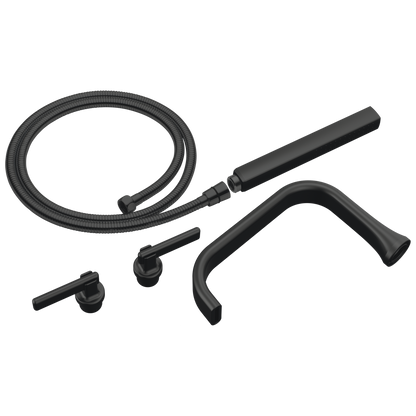 Allaria Two-Handle Tub Filler Trim Kit with Lever Handles - Matte Black