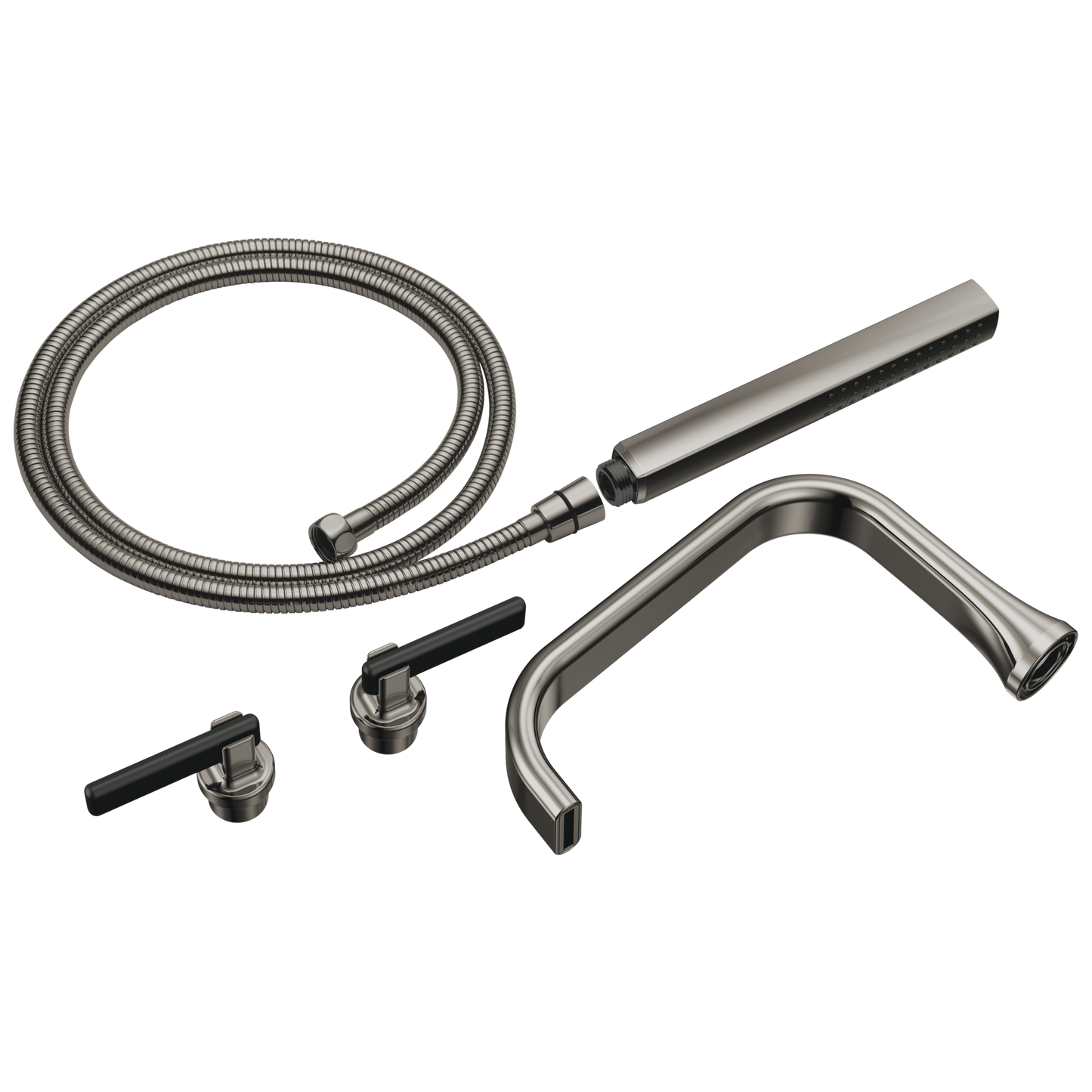 Allaria Two-Handle Tub Filler Trim Kit with Lever Handles - Matte Black / Brilliance® Black Onyx