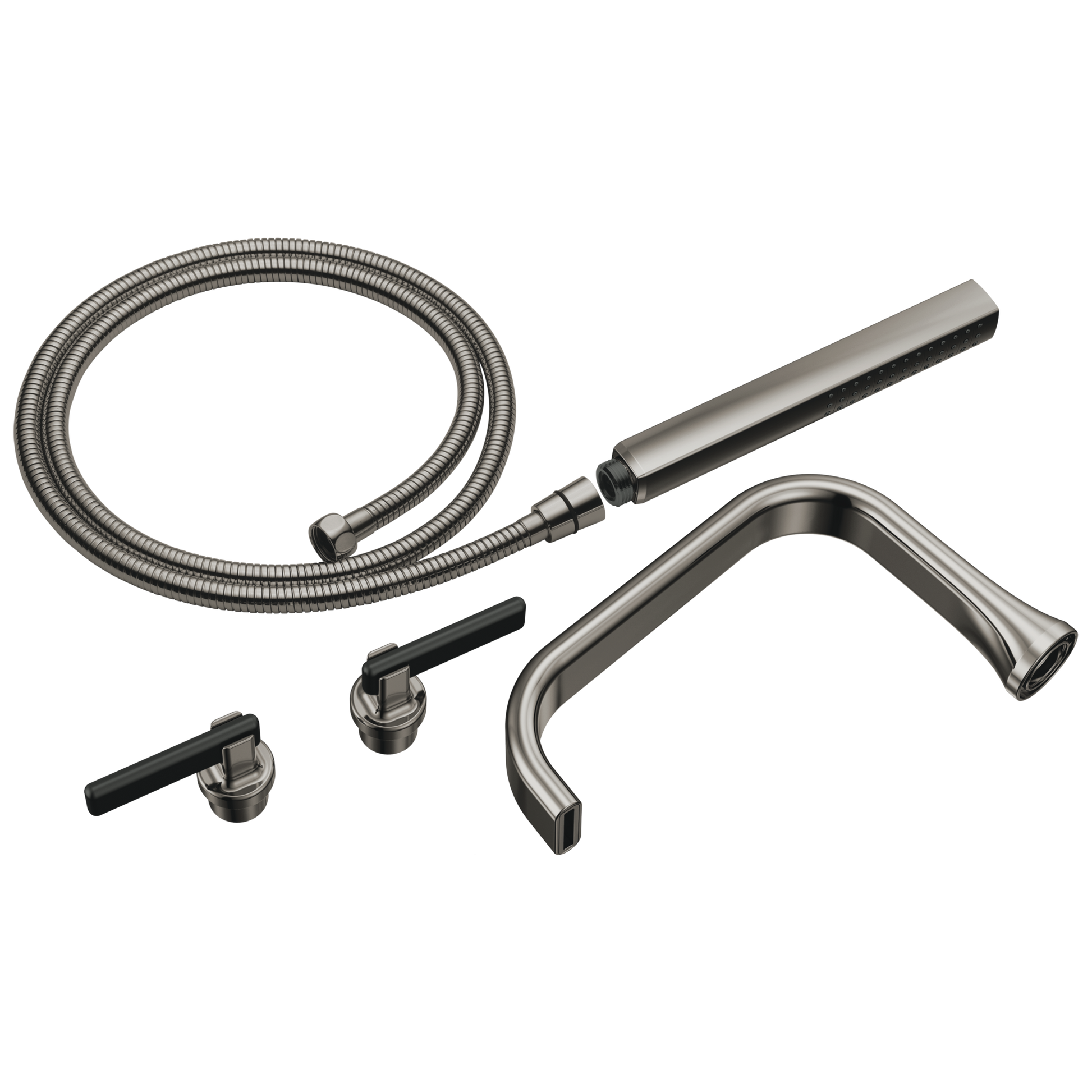 Allaria Two-Handle Tub Filler Trim Kit with Lever Handles - Matte Black / Brilliance® Black Onyx