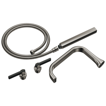 Allaria Two-Handle Tub Filler Trim Kit with Lever Handles - Matte Black / Brilliance® Black Onyx