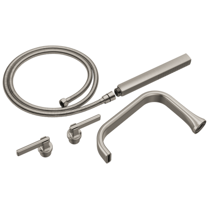 Allaria Two-Handle Tub Filler Trim Kit with Lever Handles - Brilliance® Luxe Nickel®