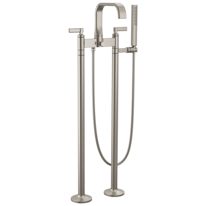 Brizo Allaria Two-Handle Tub Filler Trim Kit with Lever Handles - Complete Kit - Brilliance® Luxe Nickel®