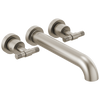 Brizo Litze Two-Handle Wall Mount Tub Filler - Less Handles - Complete Kit - Brilliance® Luxe Nickel®