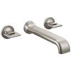 Brizo Allaria Two-Handle Wall Mount Tub Filler - Less Handles - Complete Kit - Brilliance® Luxe Nickel®