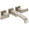 Brizo Siderna Two-Handle Wall Mount Tub Filler - Less Handles - Complete Kit - Brilliance® Brushed Nickel