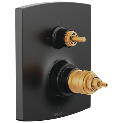 Brizo TempAssure Thermostatic Valve Trim with Integrated 3-Function Diverter Trim - Less Handles - Matte Black