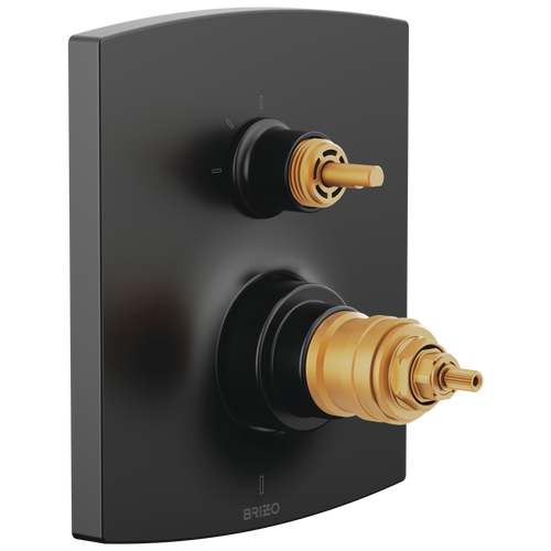 Brizo TempAssure Thermostatic Valve Trim with Integrated 3-Function Diverter Trim - Less Handles - Matte Black