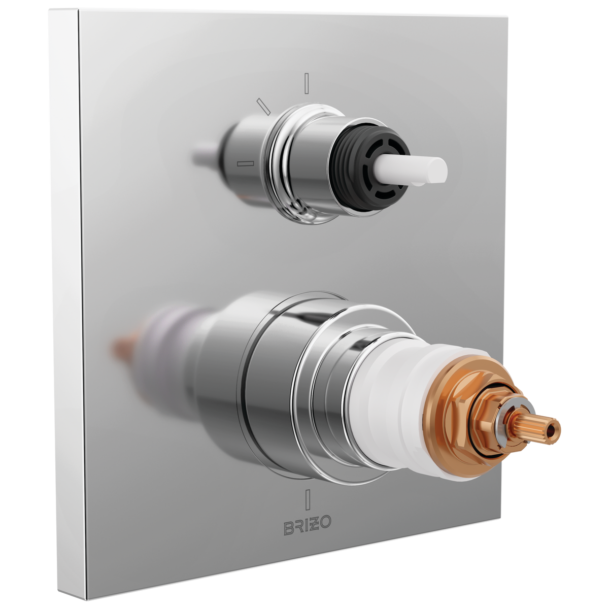 Frank Lloyd Wright Bath Collection by Brizo TempAssure Thermostatic Valve with 3-Function Integrated Diverter Trim - Less Handles - Polished Chrome