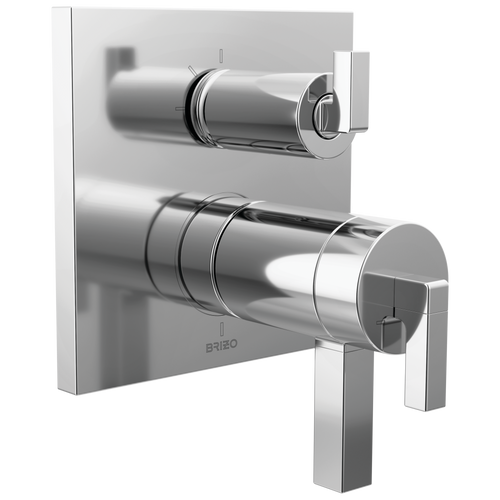 Brizo Frank Lloyd Wright Bath Collection by Brizo TempAssure Thermostatic Valve with 3-Function Integrated Diverter Trim - Less Handles - Complete Kit - Polished Chrome