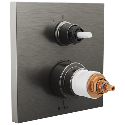 Frank Lloyd Wright Bath Collection by Brizo TempAssure Thermostatic Valve with 3-Function Integrated Diverter Trim - Less Handles - Brilliance® Luxe Steel®