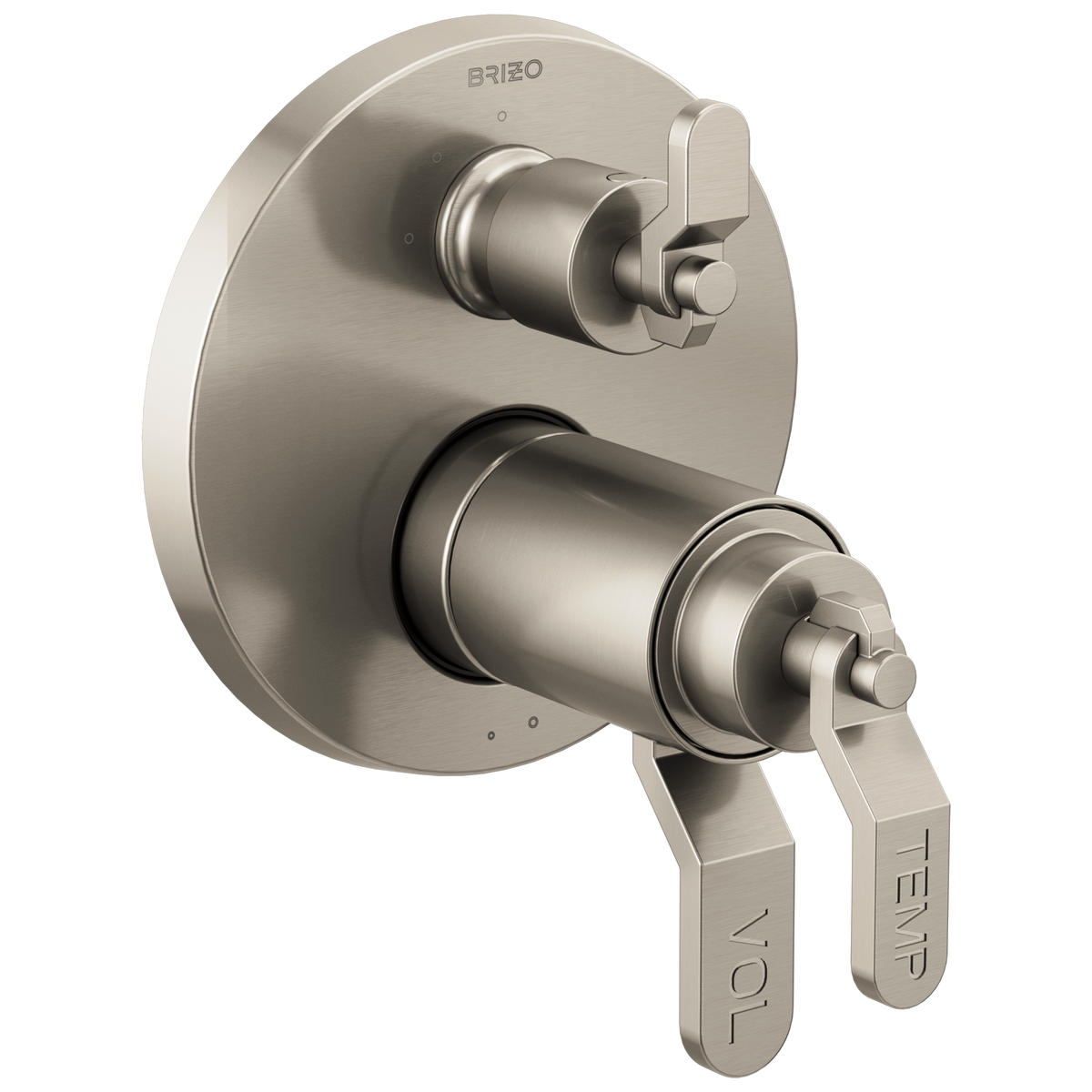 Brizo Litze TempAssure Thermostatic Valve with 3-Function Diverter Trim - Less Handles - Complete Kit - Brilliance® Luxe Nickel®