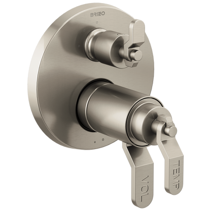 Brizo Litze TempAssure Thermostatic Valve with 3-Function Diverter Trim - Less Handles - Complete Kit - Brilliance® Luxe Nickel®