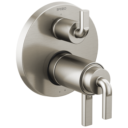 Brizo Litze TempAssure Thermostatic Valve with 3-Function Diverter Trim - Less Handles - Complete Kit - Brilliance® Luxe Nickel®