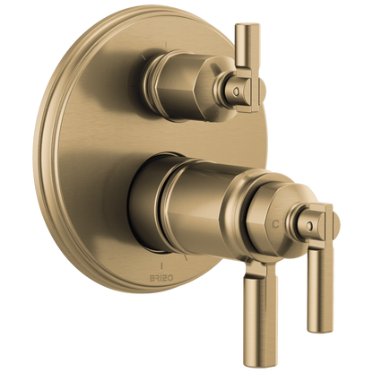 Invari Brizo Invari: TempAssure Thermostatic Valve With Integrated 3-Function Diverter Trim - Brilliance® Luxe Gold®