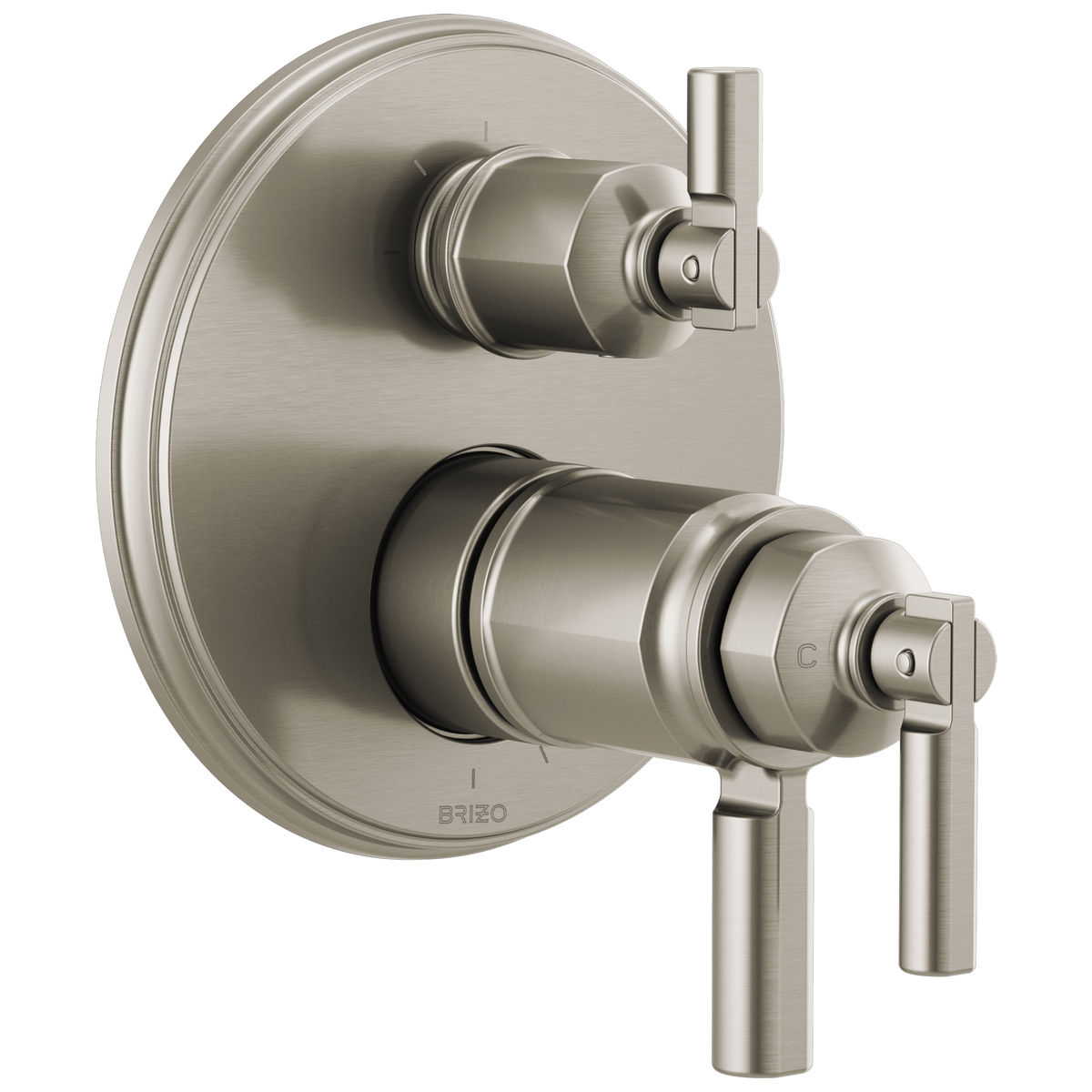 Invari Brizo Invari: TempAssure Thermostatic Valve With Integrated 3-Function Diverter Trim - Brilliance® Luxe Nickel®