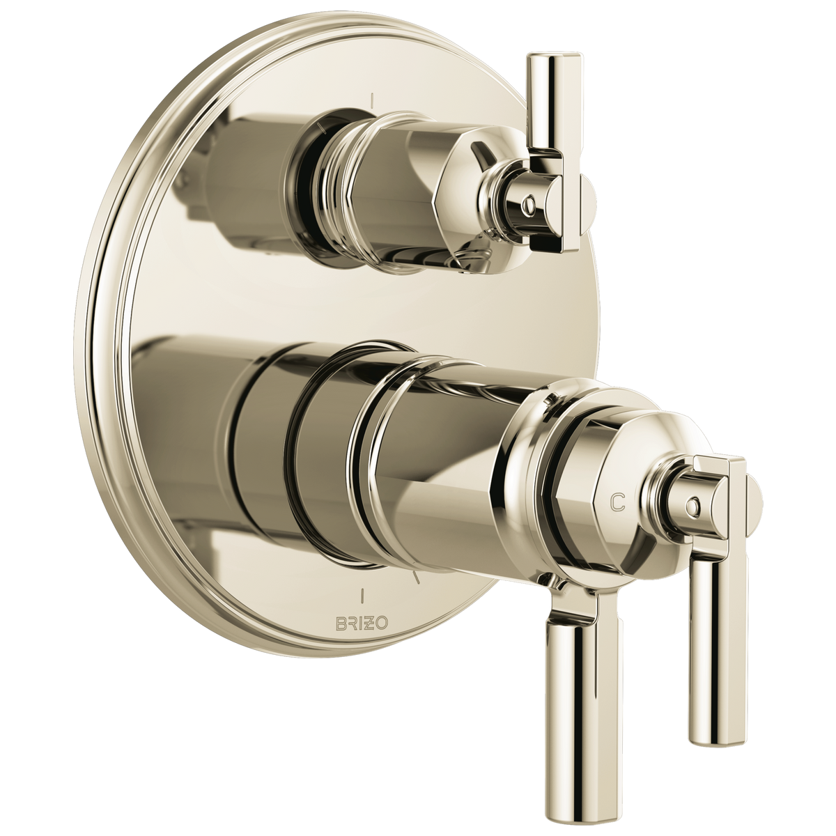 Invari Brizo Invari: TempAssure Thermostatic Valve With Integrated 3-Function Diverter Trim - Brilliance® Polished Nickel