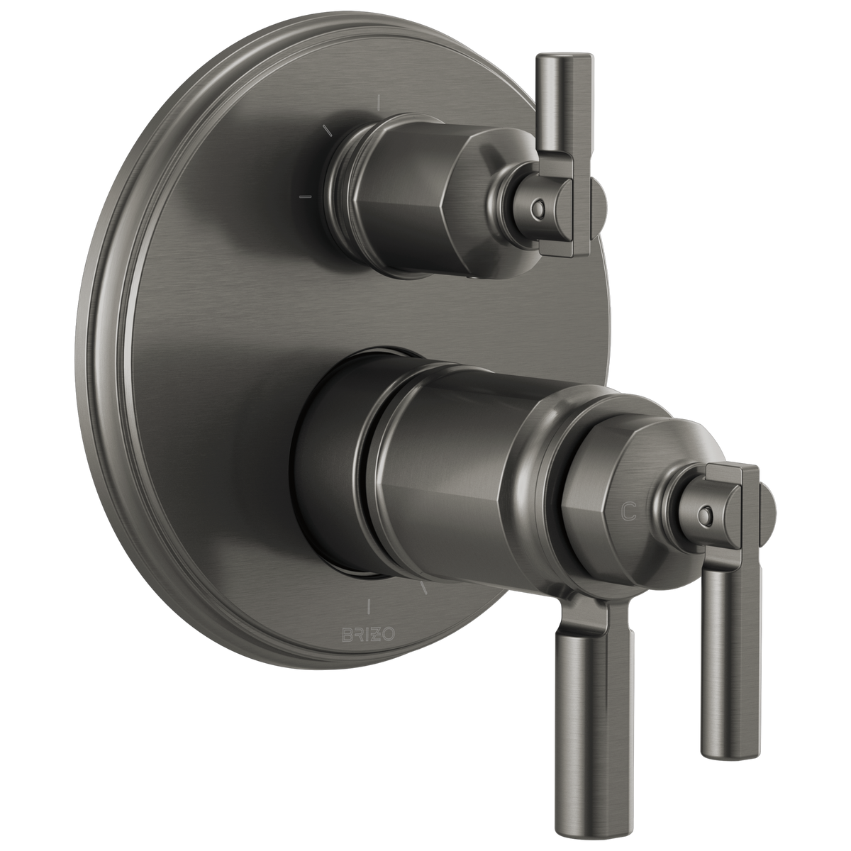 Invari Brizo Invari: TempAssure Thermostatic Valve With Integrated 3-Function Diverter Trim - Brilliance® Luxe Steel®