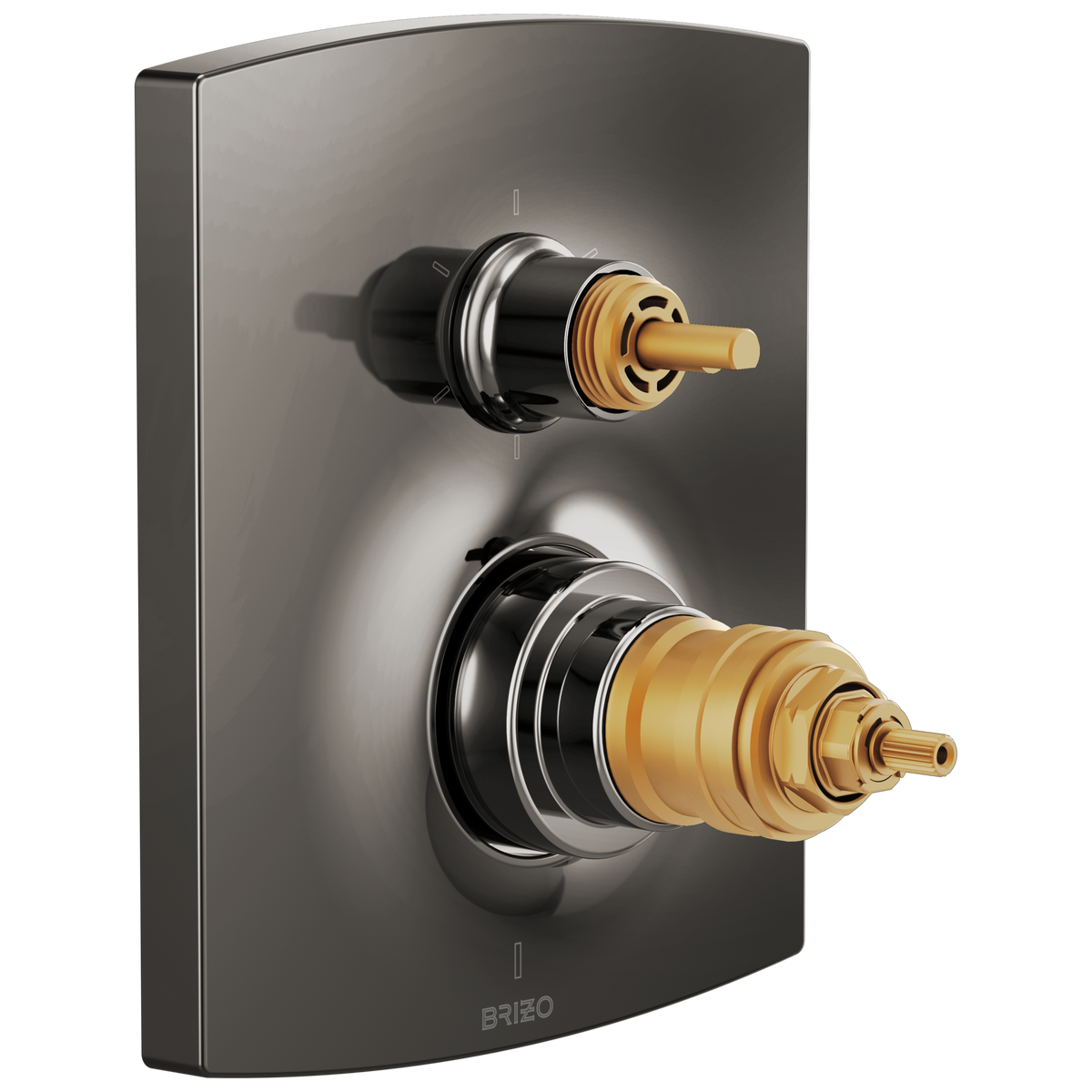 Brizo TempAssure Thermostatic Valve with Integrated 6-Function Diverter Trim - Less Handles - Brilliance® Black Onyx